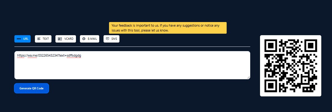 WhatsApp link with QR code generator